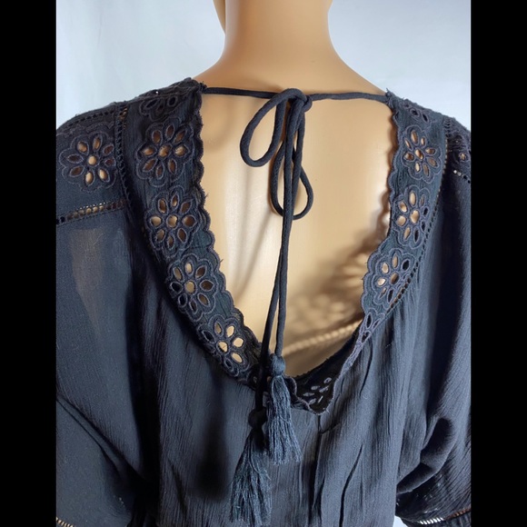 Surf gypsy Eyelet Maxi Dress Swim Cover-up In Black new with tags size medium - Picture 6 of 10